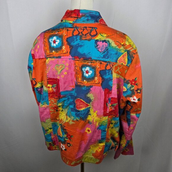 Coldwater Creek Jacket Shacket 2X Colorful Abstract Button-Down Artsy Dopamine - Picture 4 of 8